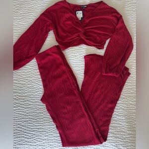 Fashion Nova Burgundy Sweater Pant Set